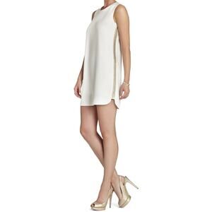 BCBGMAXAZRIA OFF WHITE ONYX BEADED SIDE PANEL DRESS Size Small Cocktail Formal